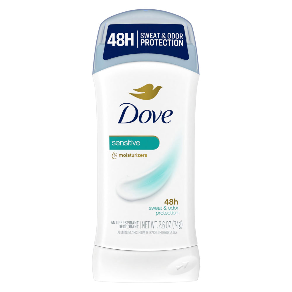 Dove Invisible Solid Sensitive Desodorante, envase 2-6oz, protección discreta todo el día