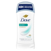 Dove Invisible Solid Sensitive Desodorante, envase 2-6oz, protección discreta todo el día