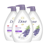 Dove jabon-cuerpo relajante con lavanda y camomila, pompa para uso diario.