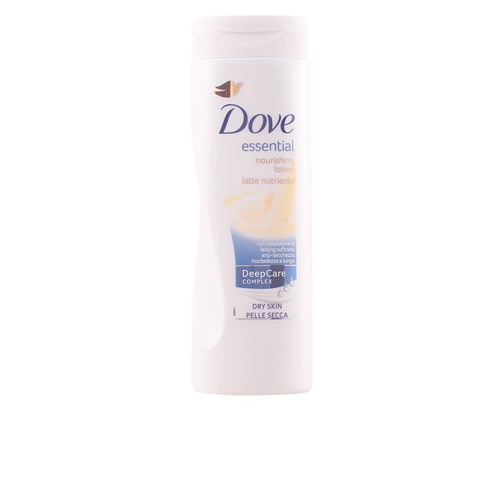 Dove loción nutritiva esencial, bote cremoso para piel suave y nutrida todo el día