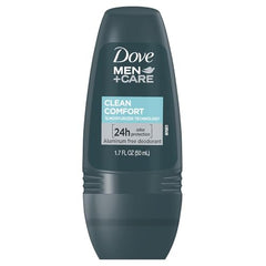 Detalle de la aplicación Dove Men+Care Clean Comfort desodorante rodillo para uso diario.