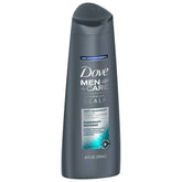 Dove Men+Care Dermacare, botella de champú, defensa contra la caspa para cabello más resistente.