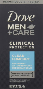 Dove Men+Care desodorante 96H frente del producto, protección duradera para el día.