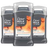 DOVE MEN+CARE desodorante barra sin aluminio con aroma a sándalo rústico para uso diario