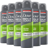 Dove Men+Care Extra Fresh, pack de 6 latas para uso diario y viaje.