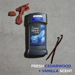 Aplicación suave del desodorante en barra Dove Men+Care Midnight Classico para piel cómoda.