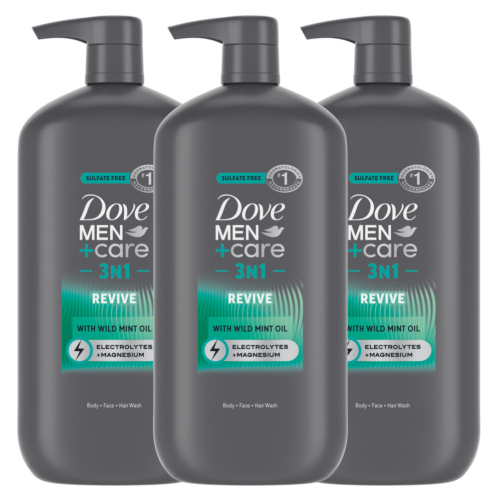 Dove Men+Care Revive, bouteille 30 oz, hydratation durable pour la peau.