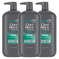 Dove Men+Care Revive, bouteille 30 oz, hydratation durable pour la peau.