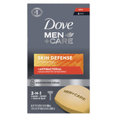 Dove Men+Care Skin Defense Bar packaging shown for easy daily use.