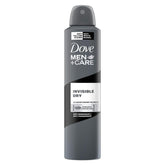 Desodorante aerosol invisible de DOVE MEN + CARE 250 ml protege sin dejar manchas.