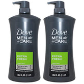 Dove Men+Care Extra Fresh, vertido del gel para limpieza suave en piel masculina.