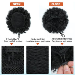 Doxken Afro Puff color natural 1B para cabello negro