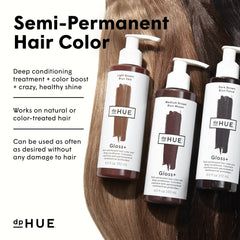dpHUE Gloss+ brillo multidimensional, tono natural con brillo sutil.