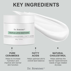 Dr. Brenner Triple Lipid Restore textura-ligera se absorbe rápido para piel suave.