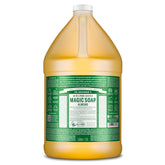 Dr. Bronner's Jabón Castile Almendra, botella vertiendo, perfecto para limpieza diaria.
