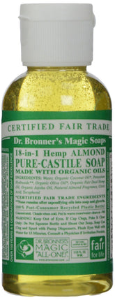 Dr. Bronner's Jabón líquido de almendra en botella, hidrata la piel