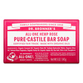 Dr. Bronner's Barra Castile Rosa en empaque, suave para rostro y cuerpo