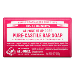 Dr. Bronner's Barra Castile Rosa en empaque, suave para rostro y cuerpo