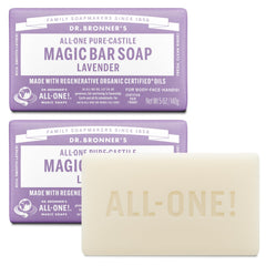 Dr. Bronner's barra magia castile lavanda: limpieza suave y espuma rica para piel
