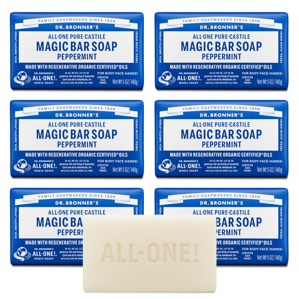 Dr. Bronner's barra pura castile menta para lavado facial suave y refrescante
