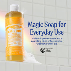 Espuma densa de Dr. Bronner's para ducha suave y agradable.
