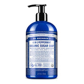 Dr Bronner's Jabón de azúcar orgánico de menta en botella para manos y piel