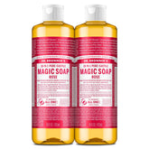 Dr. Bronner's Jabón de Castilla Rosa en botella, limpieza suave para piel y cuerpo.