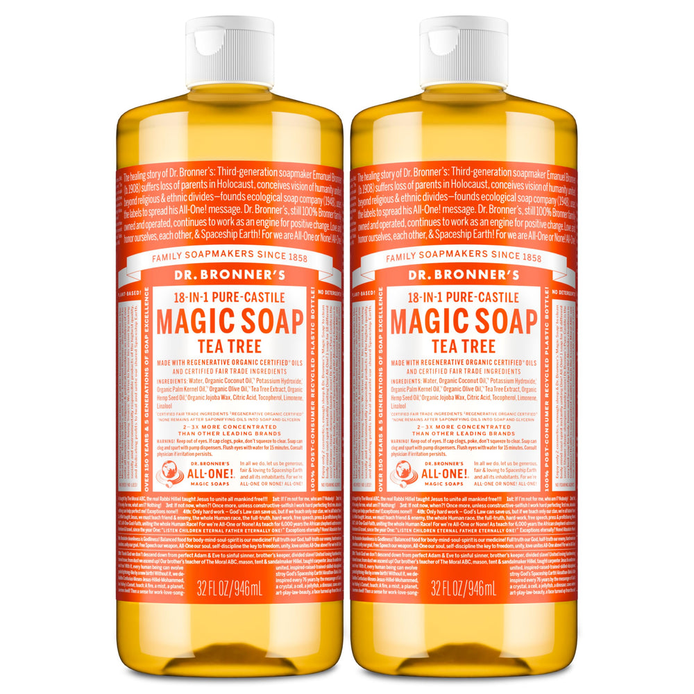 Dr. Bronner's jabon líquido Castile árbol de té para cuerpo y cabello