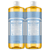 Dr. Bronner's botella derramando jabón castile bebé sin fragancia para uso diario