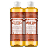 Dr. Bronner's jabon castile eucalipto, botella doble-paquete, uso versatil para hogar