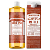 Dr. Bronner's jabón líquido castile eucalipto en botella, limpieza suave para piel.