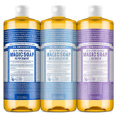 Dr. Bronner's Mentha, botella vertiendo, limpieza refrescante.