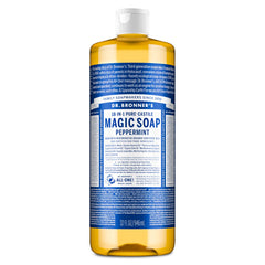 Dr. Bronner's Jabón líquido, chorro de la botella, limpieza diaria suave.