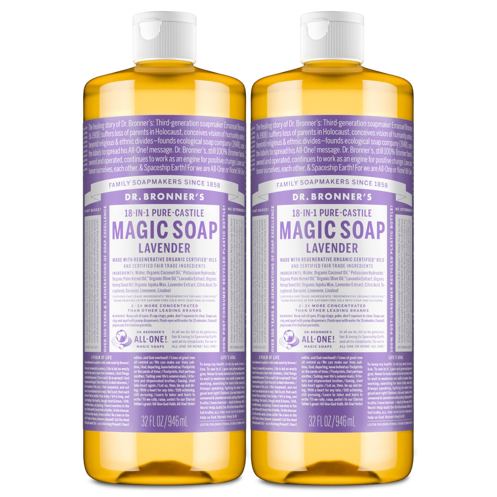 Dr. Bronner’s Lavande – bouteille-liquide: mousse dense pour peau douce.