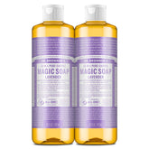 Dr. Bronner's Lavender Pure-Castile Soap bottle in a 2-pack for versatile cleansing