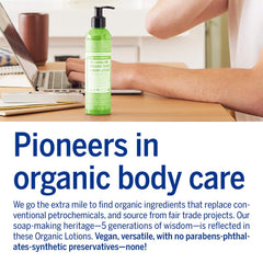 Dr. Bronner's Loción Orgánica Patchouli Lima, fragancia natural para uso diario.