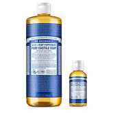 Dr. Bronner's Pure-Castile Menta, botella 32oz, jabón concentrado para uso diario