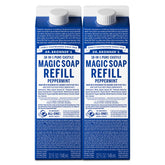 Dr. Bronner’s Menthe Pur‑Castile, recharge prête pour corps et mains.