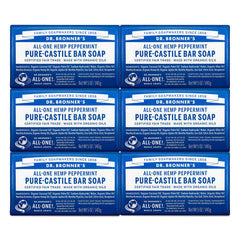 Dr. Bronner's Jabón Pura Castile barra de menta con aroma refrescante para piel y cabello