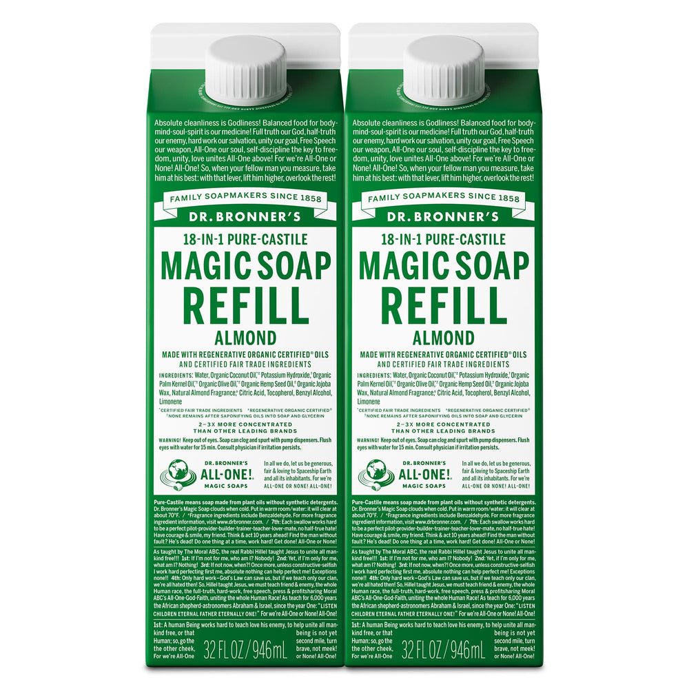 Dr. Bronner’s Savon Pur-Castile amande, bouteille prête à une utilisation quotidienne et douce