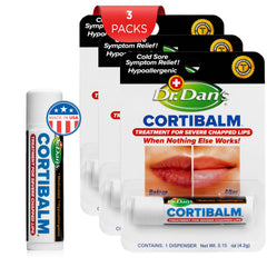 Dr. Dan's Cortibalm textura hidratante, calma labios resecos.