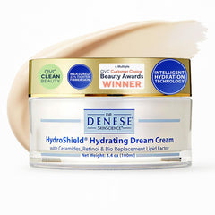 Dr. Denese SkinScience HydroShield Dream Cream en frasco, hidratación diaria para piel suave.