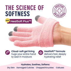Guantes gel Dr. Frederick's Original exterior plush rosa para sensación suave.