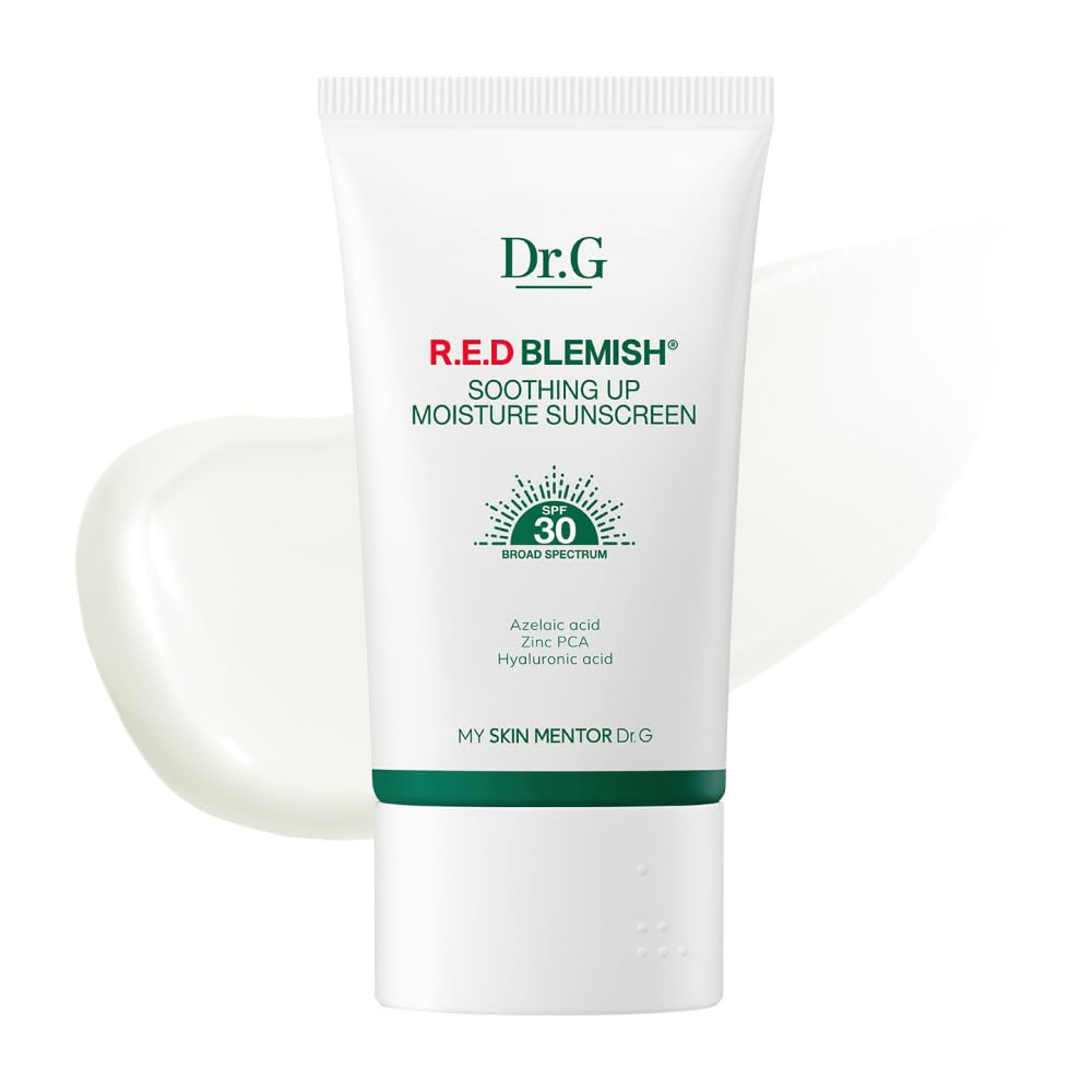 Dr. G R.E.D. empaque de botella, protector solar hidratante para piel sensible.