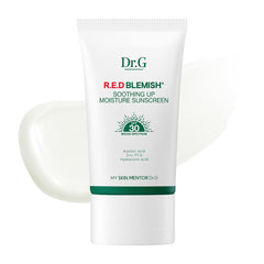 Dr. G R.E.D. empaque de botella, protector solar hidratante para piel sensible.