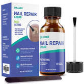 Dr. Luke Nail Repair Liquid en botella para aplicación precisa en uñas.