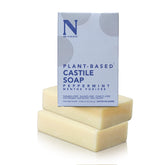 Dr. Natural Jabon Barra Castile menta, empaque doble, limpieza suave y refrescante.