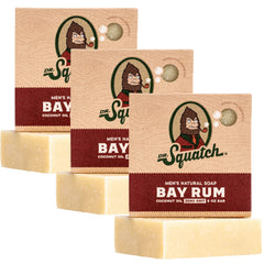 Dr. Squatch Bay Rum bar soap for an invigorating cleanse with natural oils.