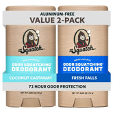 Dr. Squatch desodorante natural en doble pack Coco Castaway, protección diaria.