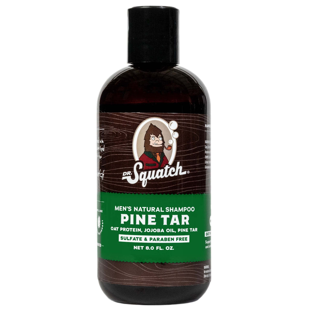 Dr. Squatch Poix de Pin – bouteille visible et parfum boisé.